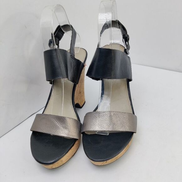 Franco sarto Cork Wedge High Heel Platform Sandals Sz 8.5 Leather Straps - Picture 4 of 12